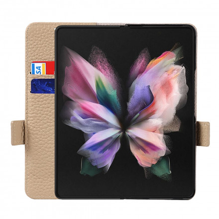 Samsung Galaxy Z Fold 3 5G Capa de pele Lychee Genuína