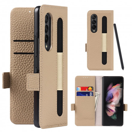 Samsung Galaxy Z Fold 3 5G Capa de pele Lychee Genuína