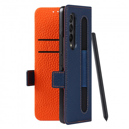 Samsung Galaxy Z Fold 3 5G Capa de pele Lychee Genuína