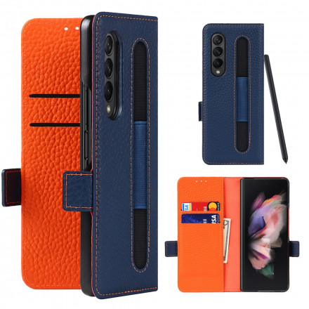 Samsung Galaxy Z Fold 3 5G Capa de pele Lychee Genuína