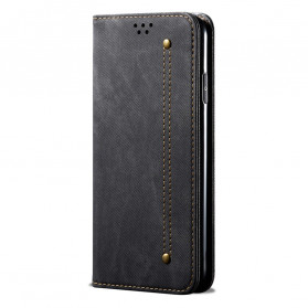 Capa Flip em frente ao Reno 6 5G Tecido de calças de ganga