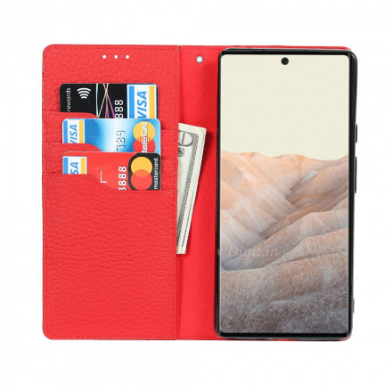 Tampa Flip Cover Google Pixel 6 Leather Genuine Lychee Strap
