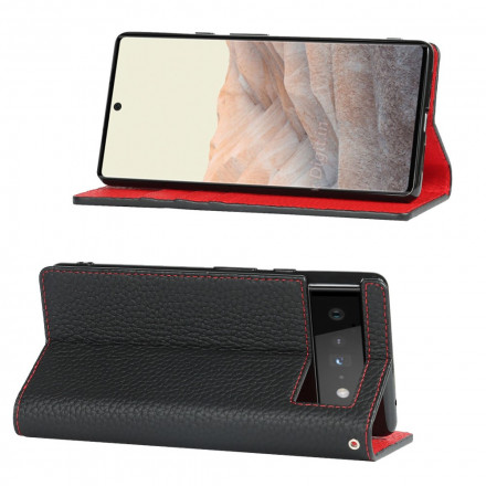 Tampa Flip Cover Google Pixel 6 Leather Genuine Lychee Strap
