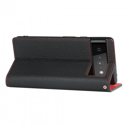 Tampa Flip Cover Google Pixel 6 Leather Genuine Lychee Strap