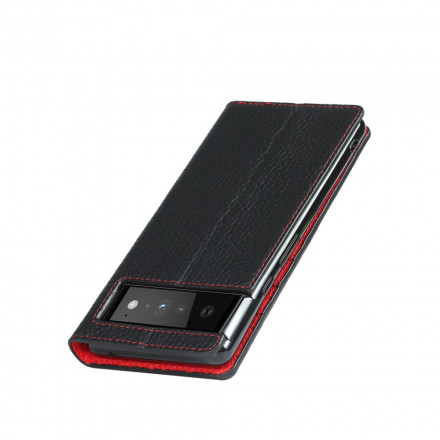 Tampa Flip Cover Google Pixel 6 Leather Genuine Lychee Strap