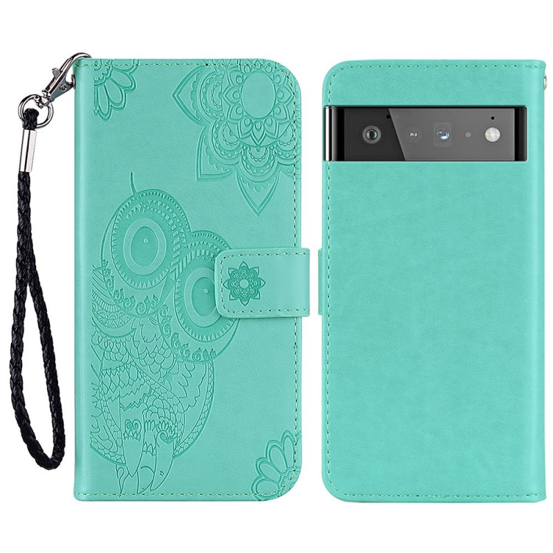 Capa Google Pixel 6 Pro Mandala Owl com Lanyard