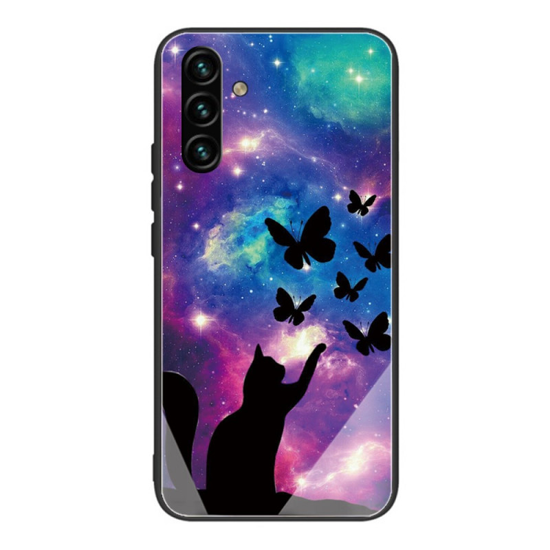 Capa Samsung Galaxy A13 5G / A04s Vidro temperado Gato e borboletas no espaço