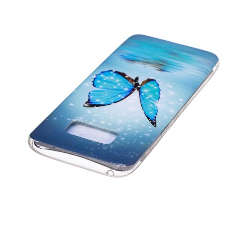 Samsung Galaxy S8 Capa Borboleta Azul Fluorescente