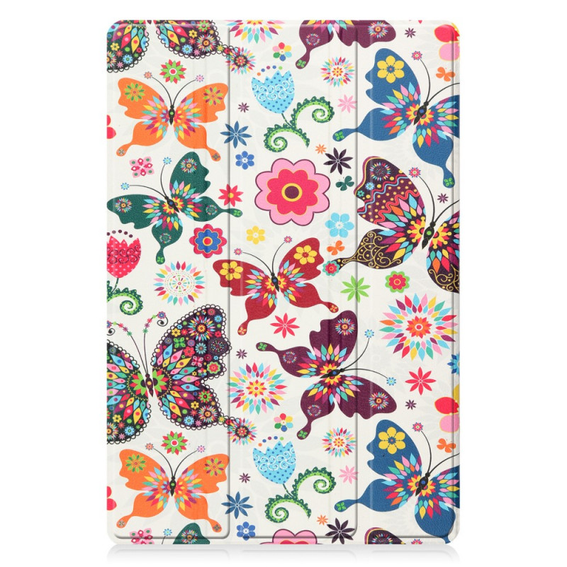 Capa Inteligente Samsung Galaxy Tab A8 (2021) Borboletas e Flores Reforçadas