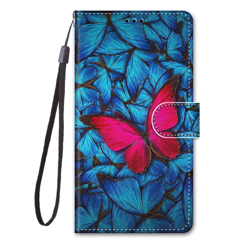 Samsung Galaxy A03 Core Case Red Butterfly On Blue Background