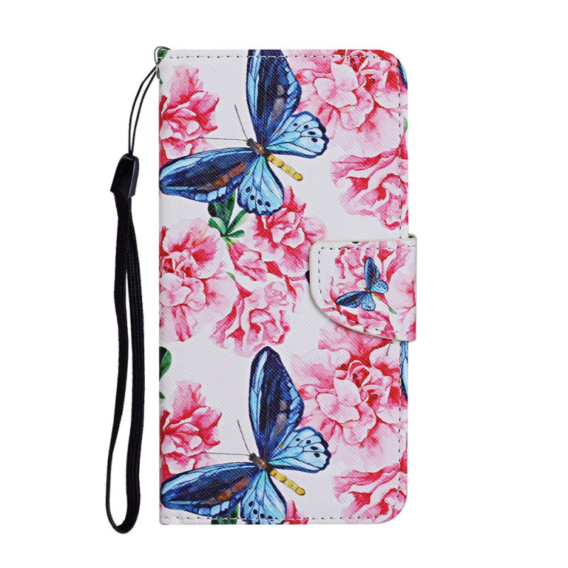 Samsung Galaxy S22 Ultra 5G Case Floral Butterflies Lanyard