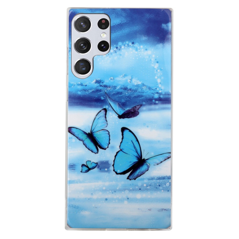 Capa Samsung Galaxy S22 Ultra 5G Blue Butterflies