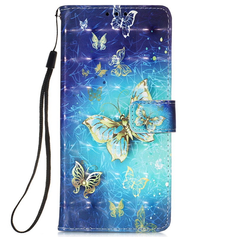 Capa Samsung Galaxy S22 Ultra 5G Gold Butterfly Lanyard