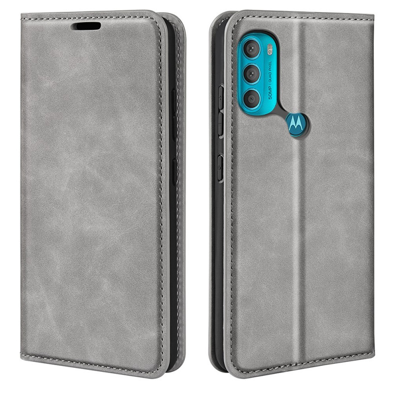 Capa Flip Moto G71 5G Efeito Couro Mole Seda