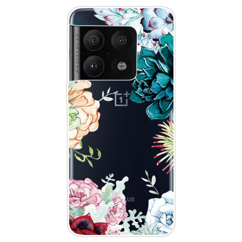 Capa de flores em aguarela transparente OnePlus 10 Pro 5G