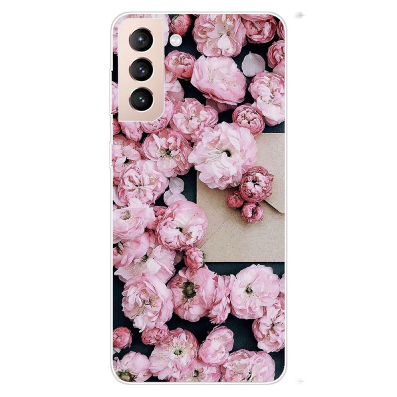 Capa de flores cor-de-rosa para Samsung Galaxy S22 Plus 5G