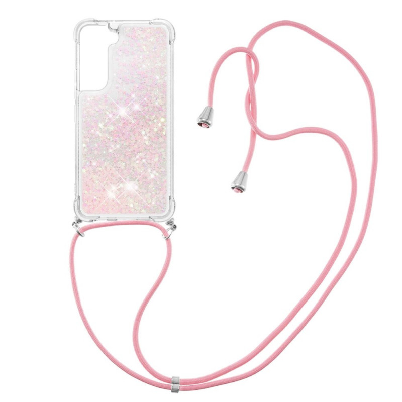 Samsung Galaxy S22 Plus 5G Glitter Case com Lanyard