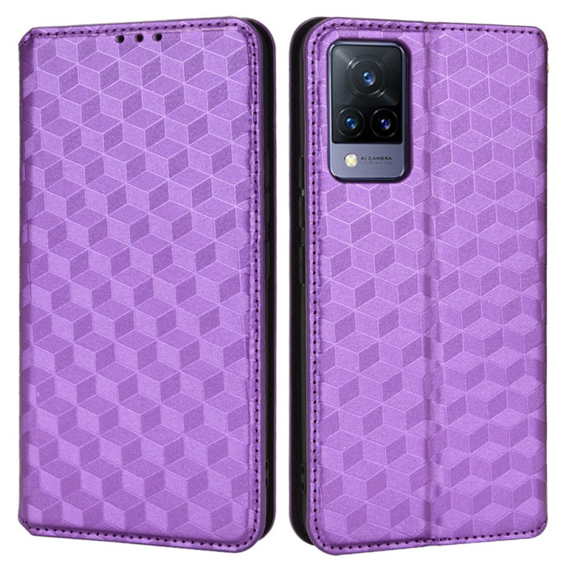 Tampa Flip Cover Vivo V21 5G Efeito Couro Diamante