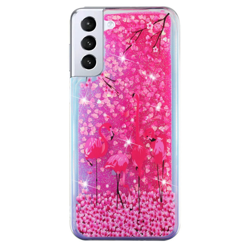 Samsung Galaxy S22 5G Lantejoulas de Lantejoulas Rosa Flamingo