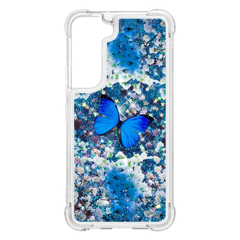 Capa Samsung Galaxy S22 5G Glitter Blue Butterflies
