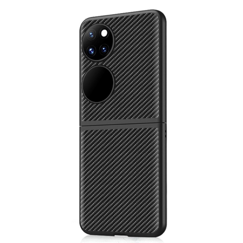 Huawei P50 Pocket Genuine Leather and Carbon Fibre Case