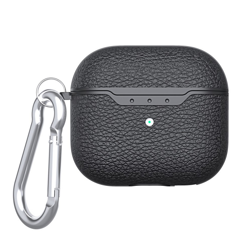 AirPods 3 Capa de Efeito Couro Litchi com mosquetão