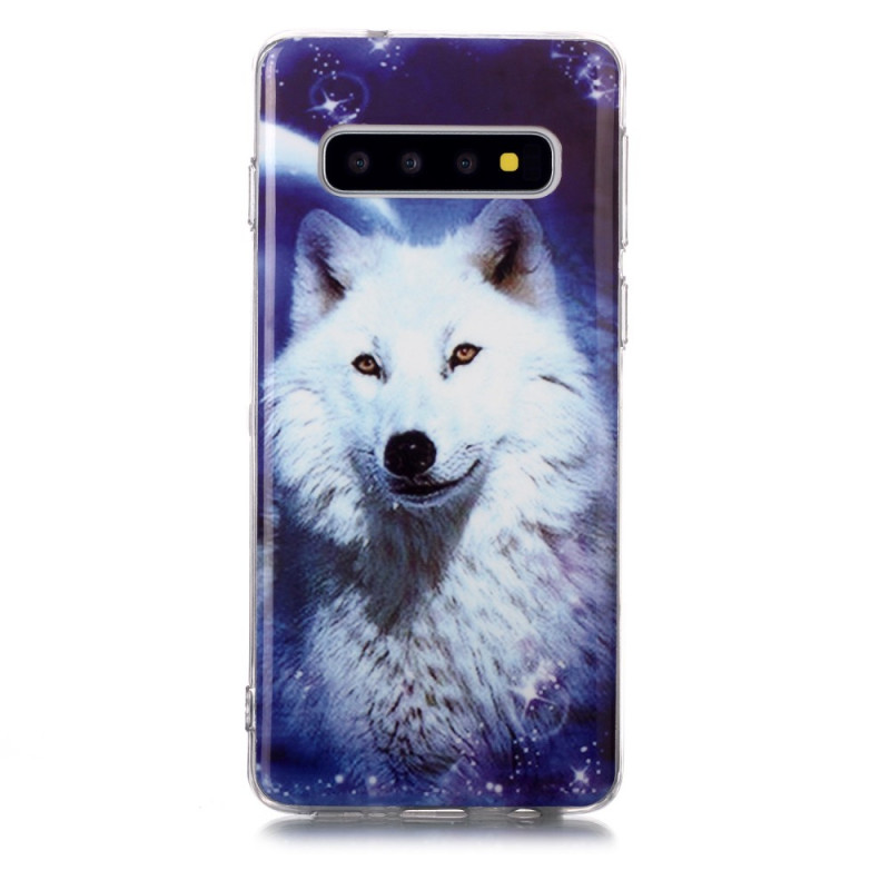 Samsung Galaxy S10 Case Wolf White Fluorescent