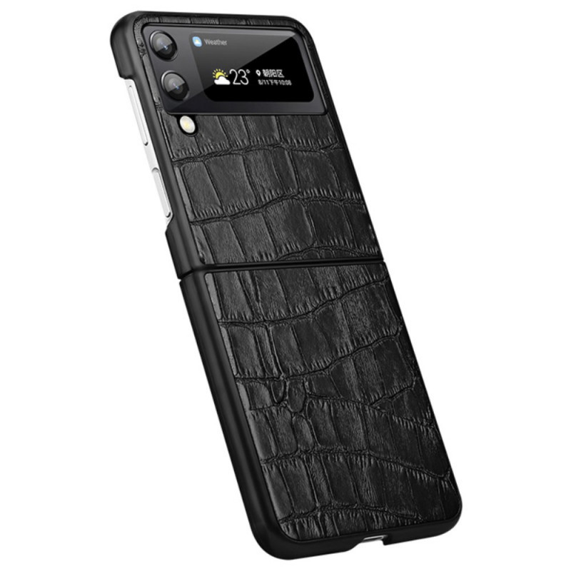 Samsung Galaxy Z Flip 3 5G Capa de pele genuína em pele de crocodilo Textura