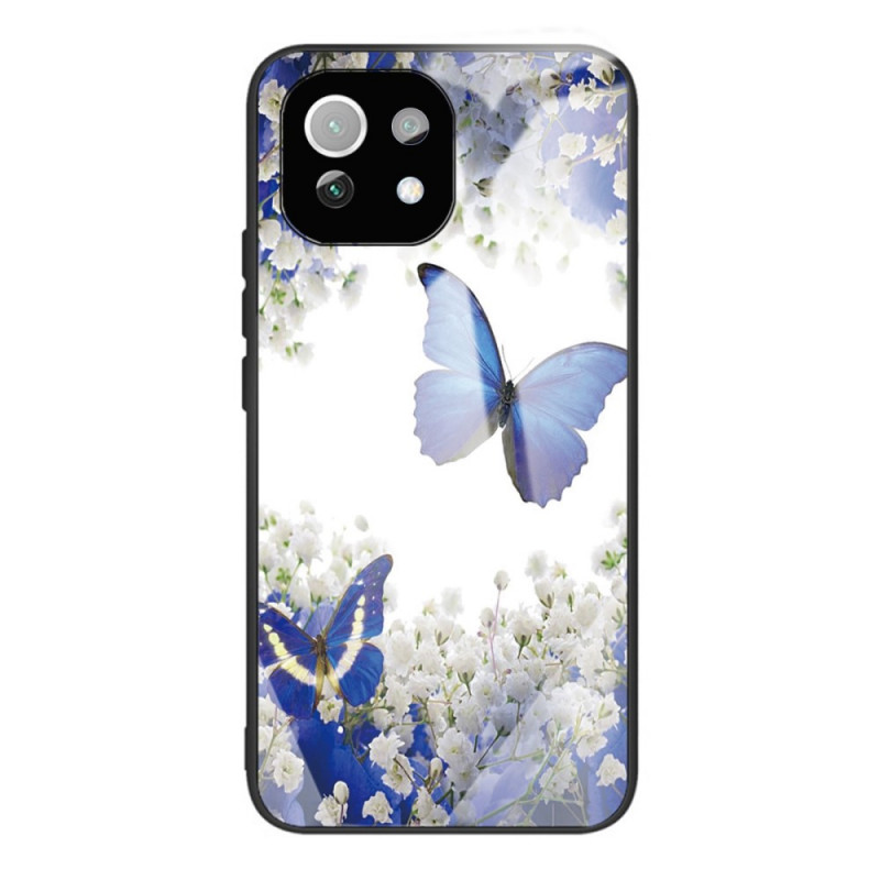 Xiaomi 11 Lite 5G NE/Mi 11 Lite 4G/5G Capa de vidro temperado Butterflies Blue