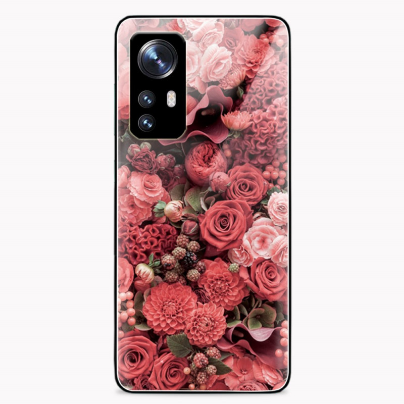 Capa de vidro temperado Xiaomi 12 / 12X / 12S Flores cor-de-rosa