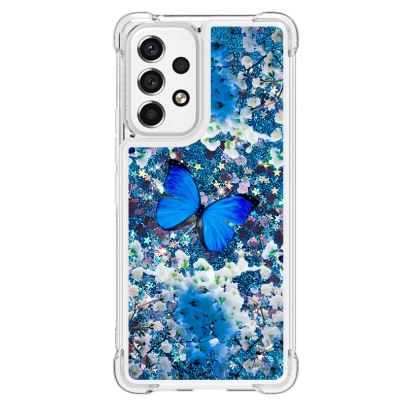 Samsung Galaxy A53 5G Glitter Blue Butterflies Capa