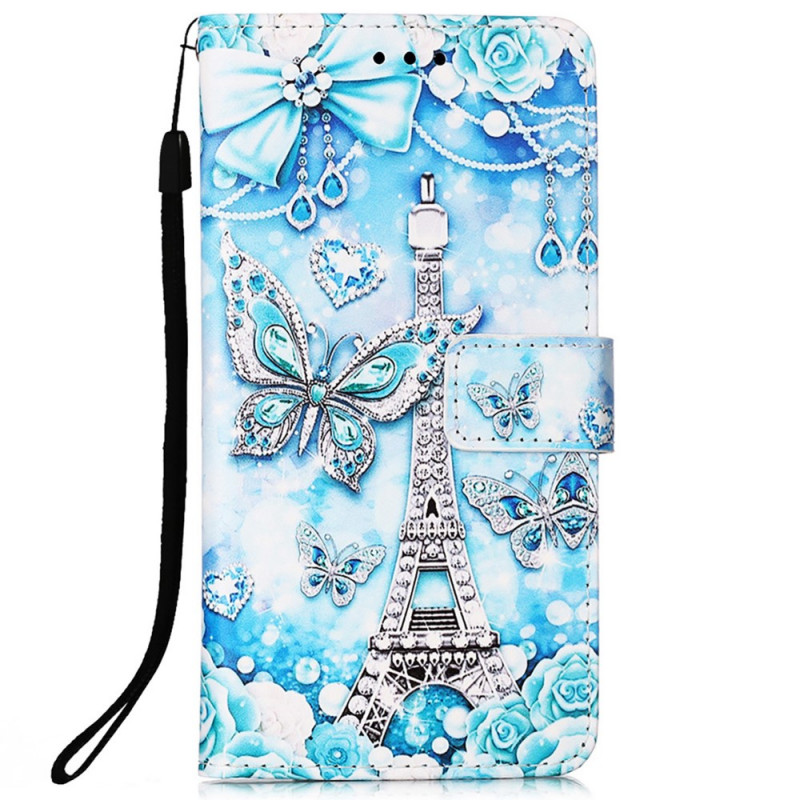 Samsung Galaxy A33 5G Case Eiffel Tower Butterflies com Cordão
