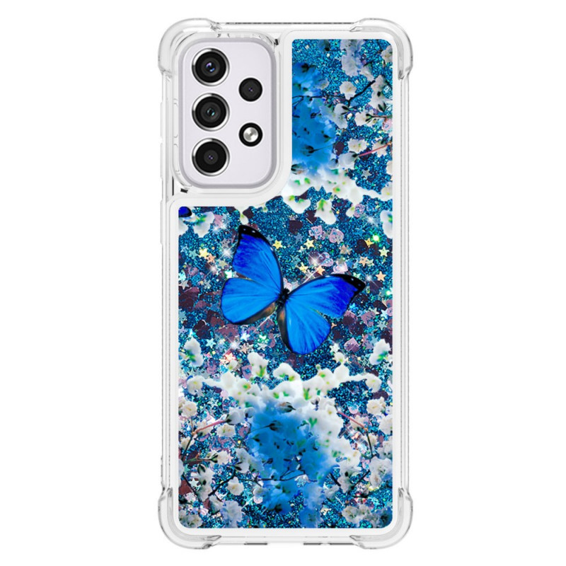 Samsung Galaxy A33 5G Glitter Blue Butterflies Capa