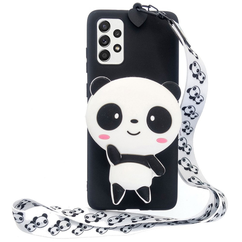 Samsung Galaxy A33 5D Panda 3D Capa com mosquetão com correia de mosquetão