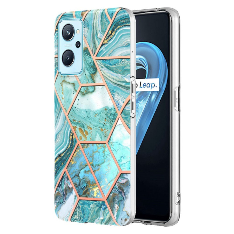 Oppo A76 / Realme 9i Capa geométrica de mármore chamativa