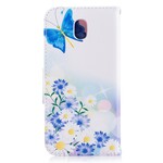 Samsung Galaxy J3 2017 Case Painted Butterflies and Flowers