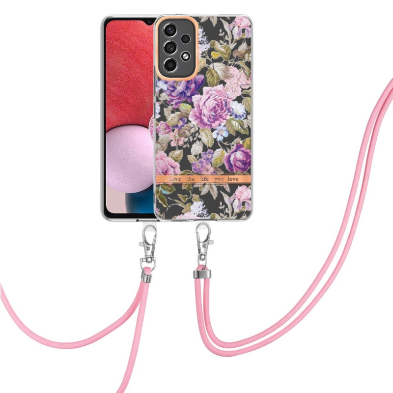 Capa para Samsung Galaxy A13 com cordão floral