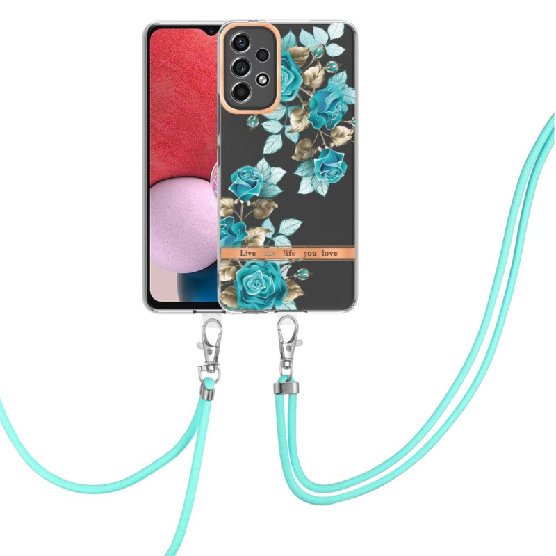 Capa para Samsung Galaxy A13 com cordão floral