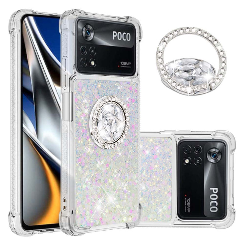 Capa Poco X4 Pro 5g Glitter Com Suporte De Anel Dealy 8332