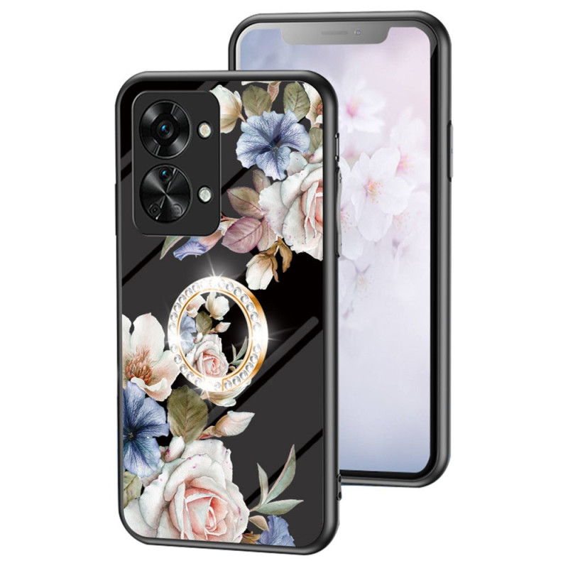 OnePlus Nord 2T 5G Flores da capa de vidro temperado Anel de diamante