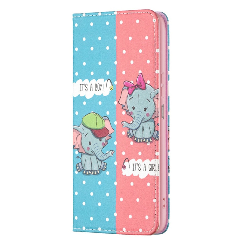 Capa Flip Xiaomi Redmi 10C Elefantes Bebés