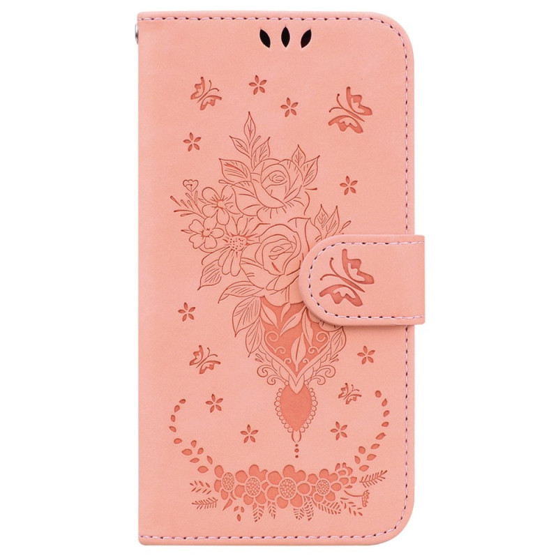 Xiaomi Redmi 10C Capa de Cordão Rosa e Borboleta