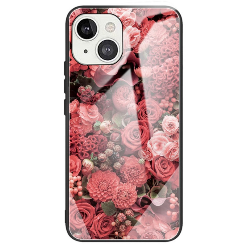 iPhone 14 Flores de vidro de capa dura