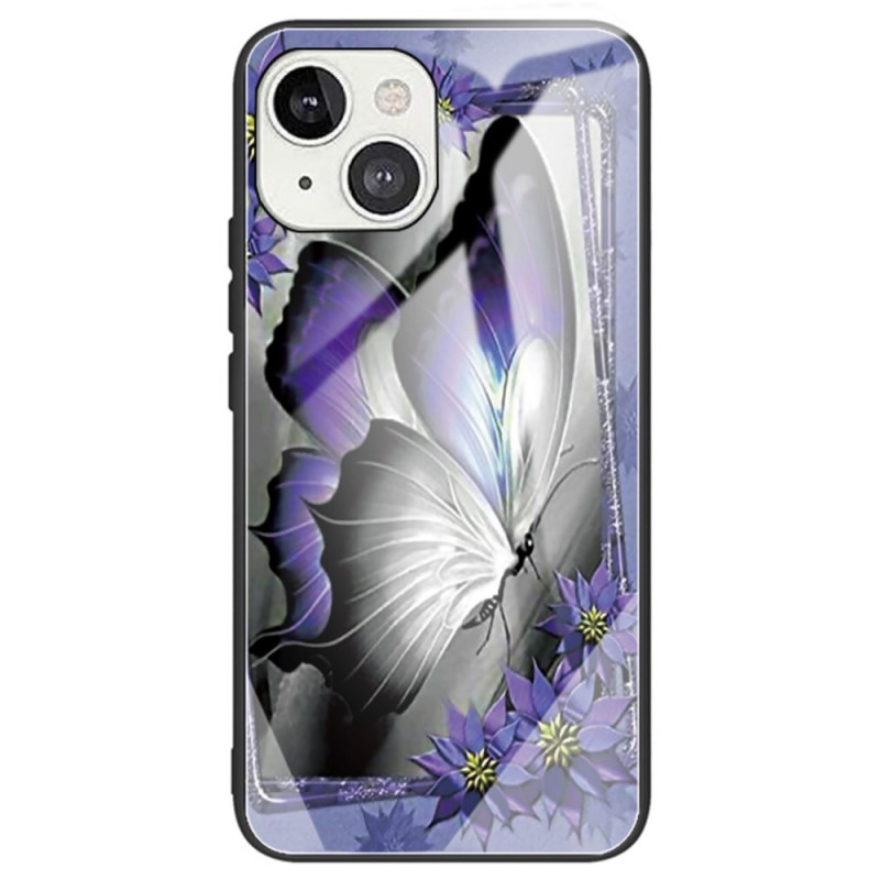 iPhone 14 Capa de vidro temperado Butterfly Purple