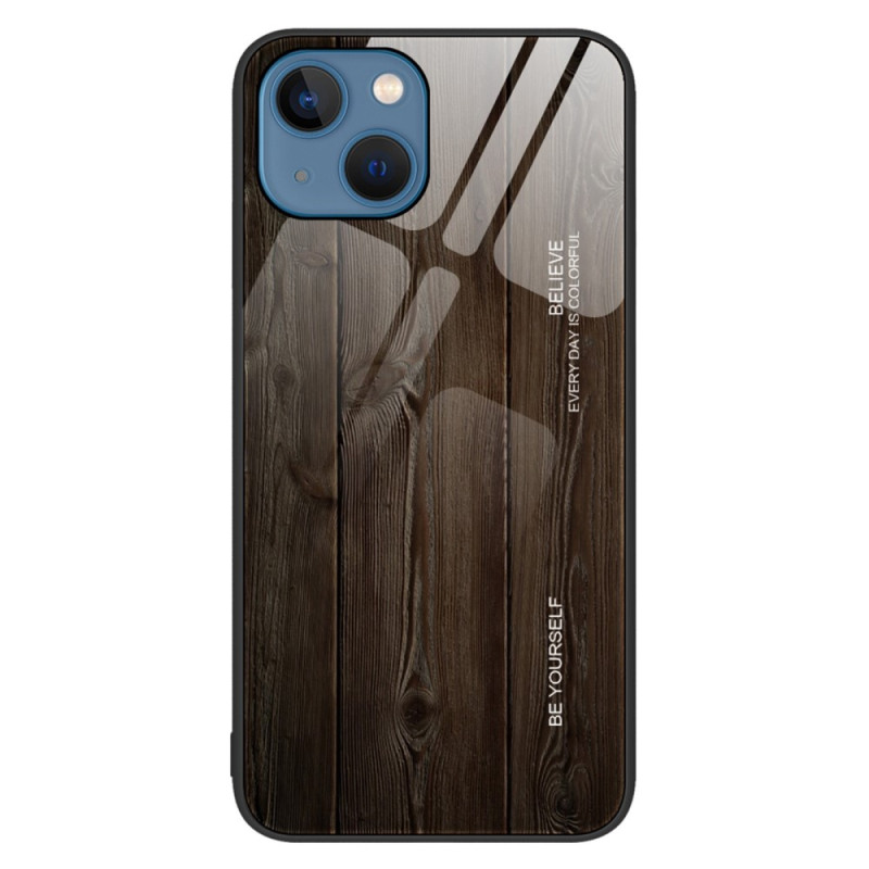 Capa dura para iPhone 14 Vidro temperado Design em madeira