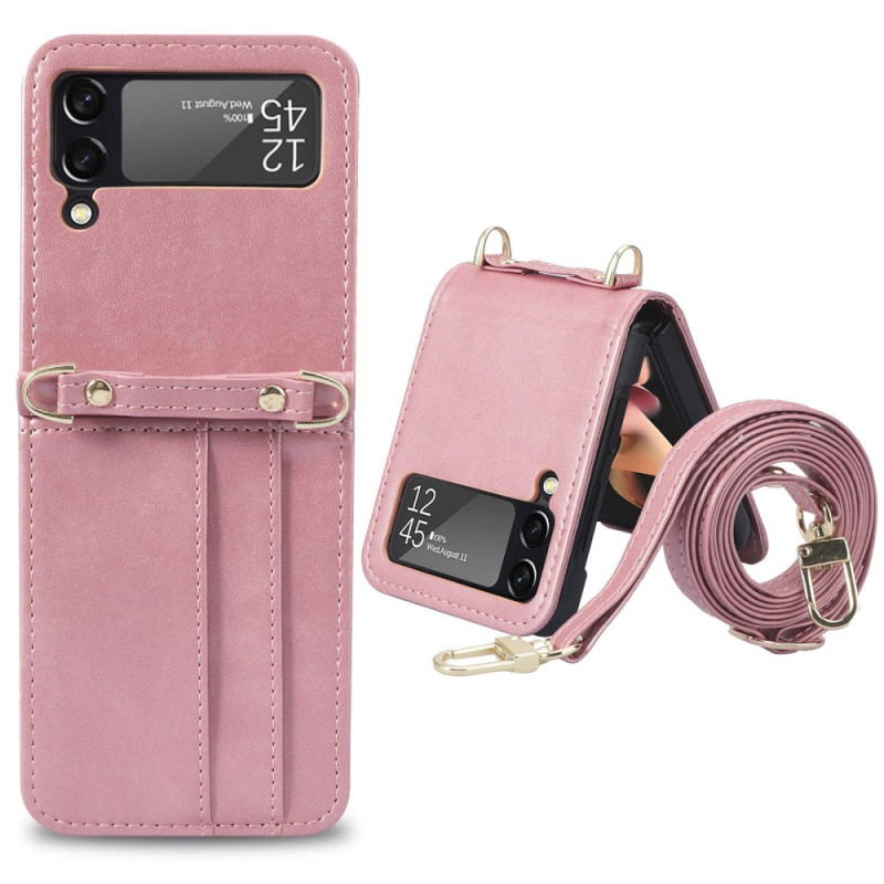 Porta-cartões e correia da Samsung Galaxy Z Flip 4 Leather Style Case Holder