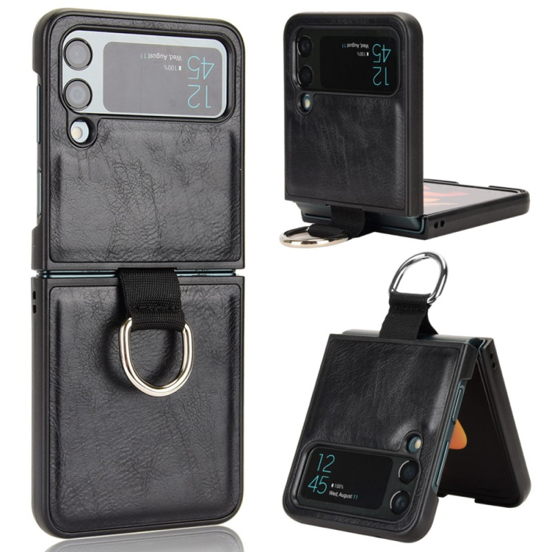 Capa Samsung Galaxy Z Flip 4 Estilo Couro com Anel