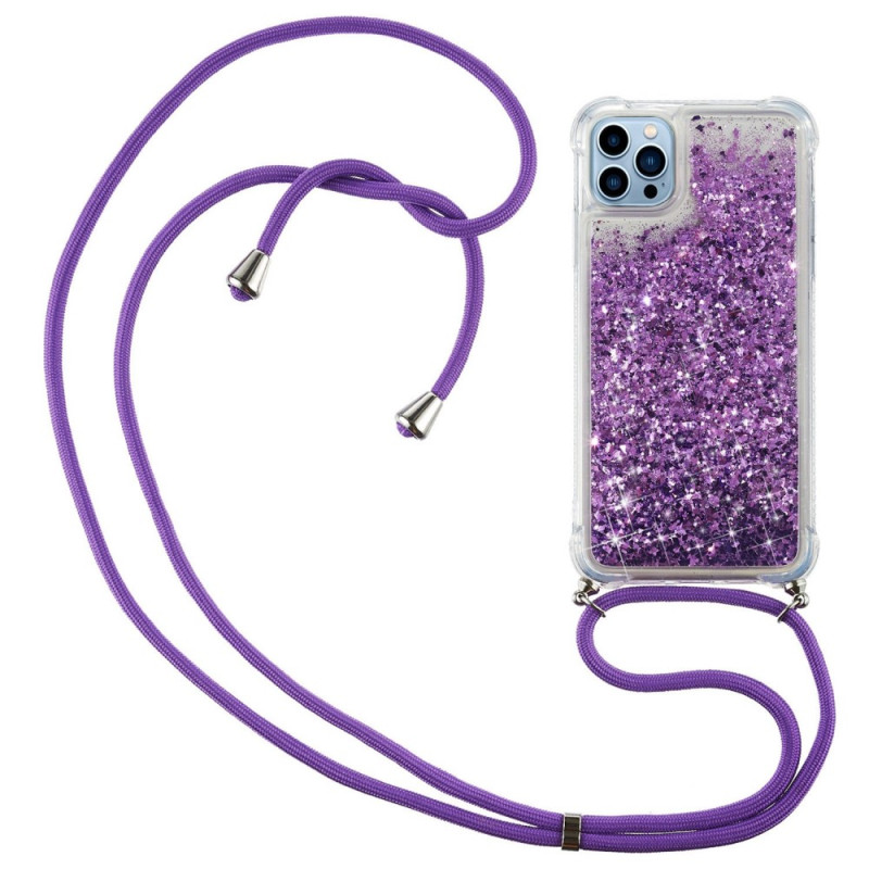 Capa de design de cordão do iPhone 14 Pro Glitter
