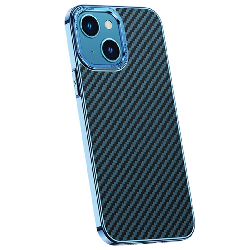 iPhone 14 Capa de Couro Textura de Fibra de Carbono