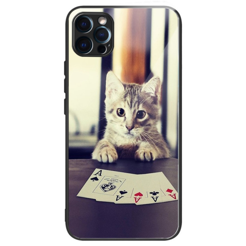 Capa iPhone 14 Pro Tempered Glass Poker Cat